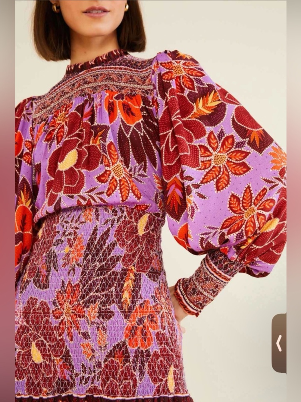 Farm Rio Sweet Floral Long Sleeve Minidress in t Sweet Floral Lilac medium - Picture 3 of 13